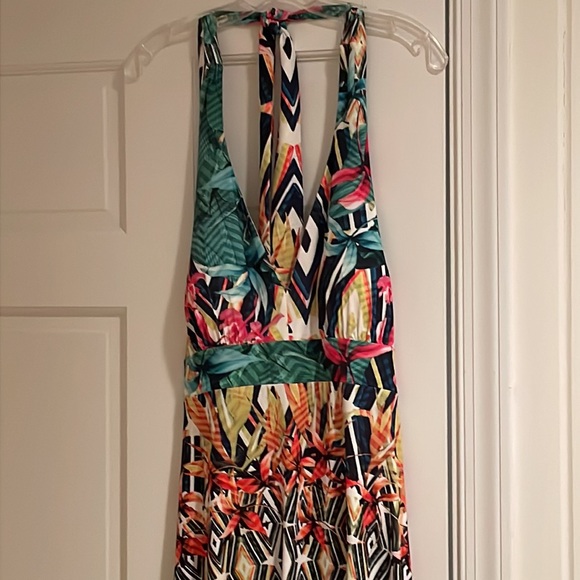 NWT Floral/tropical halter maxi dress. - Picture 1 of 7